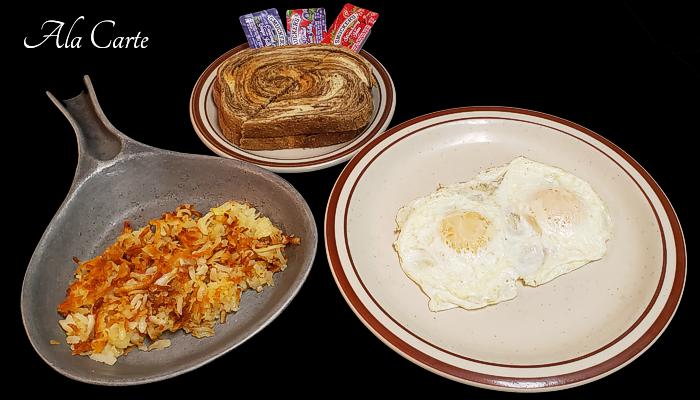 A La Carte on Breakfast Menu at Three Sisters Tavern and Grill